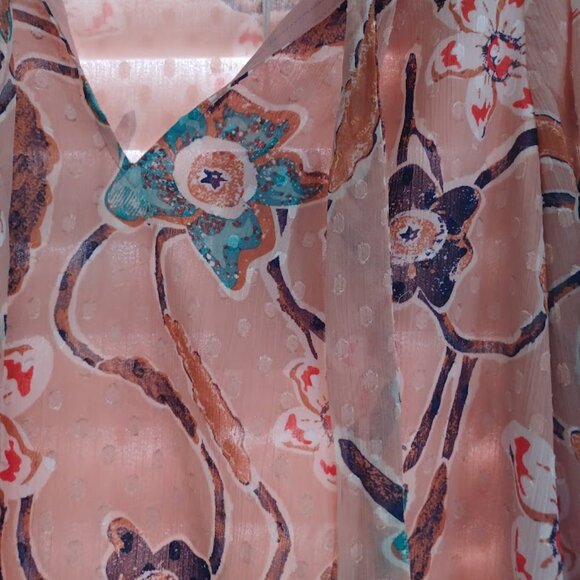 Joie Women’s Floral Sheer Blouse Top S/P – Blush Multicolor Ruffle Neck NWT - Picture 5 of 7